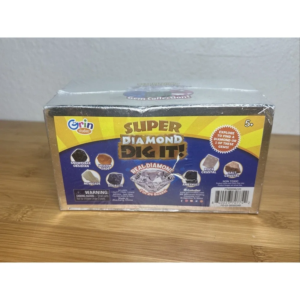 Grin Studios Super Diamond Dig It Real Diamond 1 In 24 Boxes Jewel Gem Box NEW